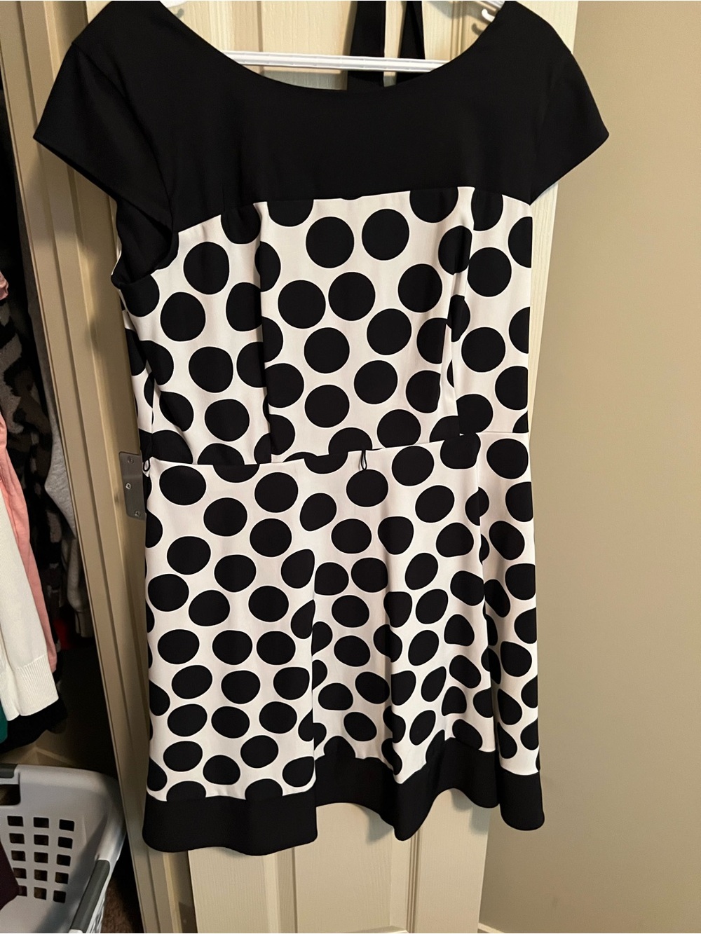 AGB Black and White Polka Dot Fit & Flare Dress